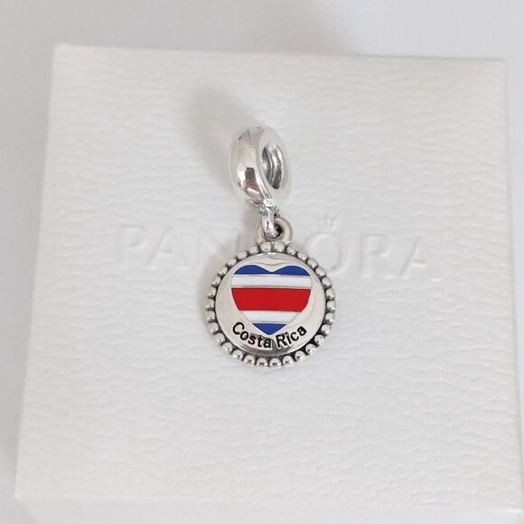 Pandora Costa Rica Heart Flag Dangle Charm with box - Picture 3 of 7